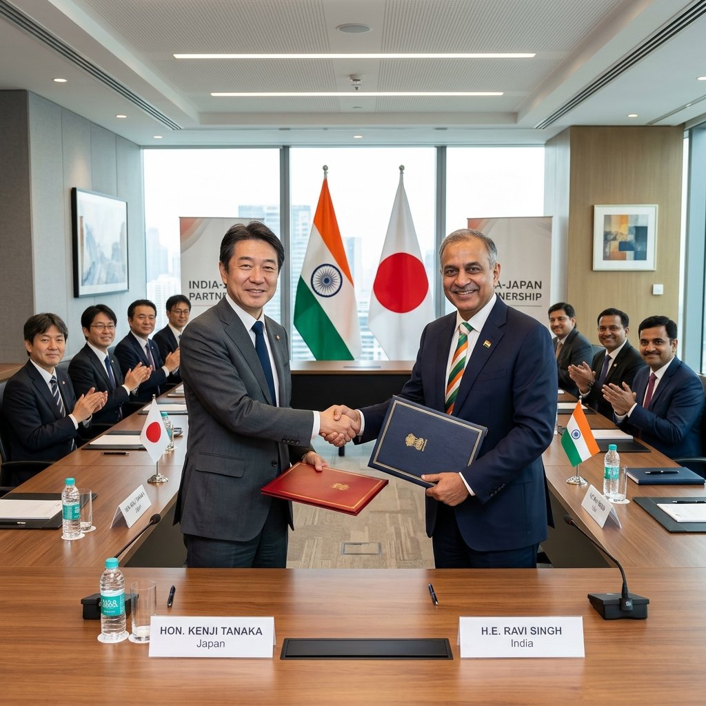 India-Japan business delegates at a formal signing ceremony