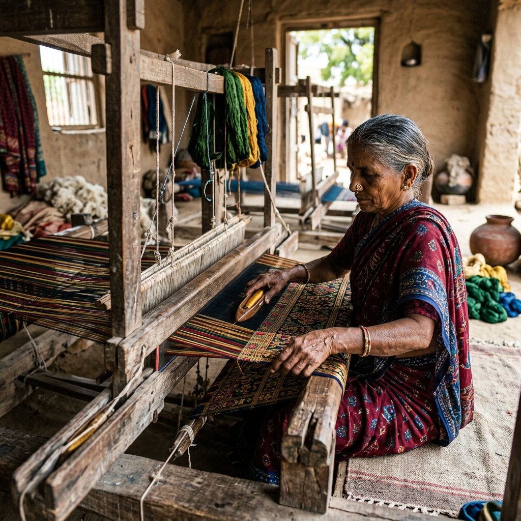 Traditional handloom weaving by artisans from rural Rajasthan